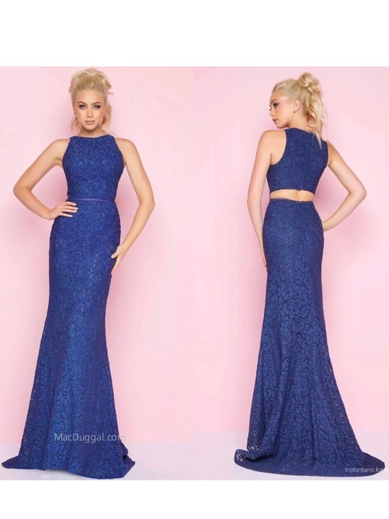 Mac Duggal Dresses & Skirts - Mac Duggal Navy Lace Open Back Cutout Gown Mermaid Prom Formal Dress Size 4